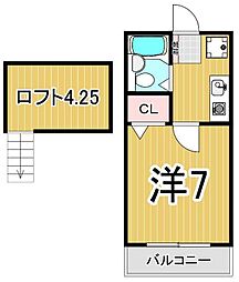 フジパレス2 1Kの間取図画像
