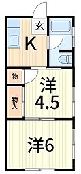 新井マンション 2階2Kの間取り