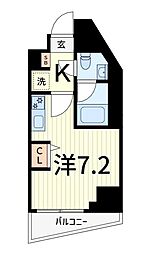 SQUARE CITY KANAMACHI 12階ワンルームの間取り