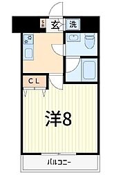 ライジングプレイス金町 11階1Kの間取り