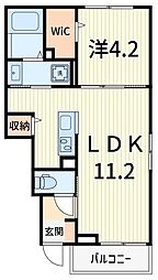 ハイムS 1階1LDKの間取り