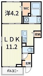 ハイムS 1階1LDKの間取り