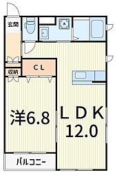 MEDIO 2階1LDKの間取り
