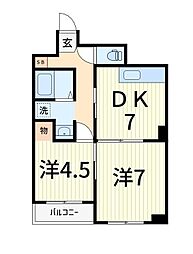ユニレジデンス金町 2DKの間取図画像