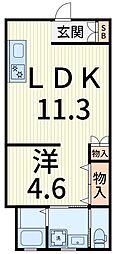 さくら弐番館 1LDKの間取図画像