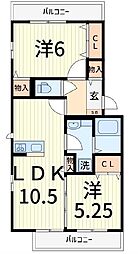 スターチア東金町 2LDKの間取図画像
