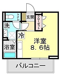 ポポンタ　ミュー 2階ワンルームの間取り