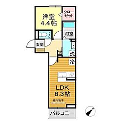 アイコート湯田温泉通り 3階1LDKの間取り