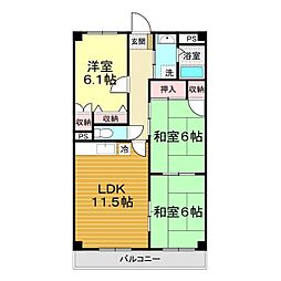 アビタシオンイモト 5階3LDKの間取り