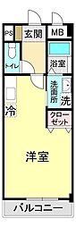 パークサイドパレス 4階ワンルームの間取り