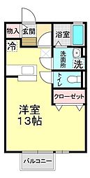 プレミール 1階ワンルームの間取り
