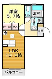 ミッドレジデンス　Ａ　A棟 1階1LDKの間取り