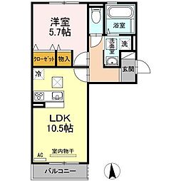 ミッドレジデンス　Ａ　A棟 1階1LDKの間取り