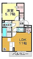 ミッドレジデンス　Ａ　A棟 1階1LDKの間取り