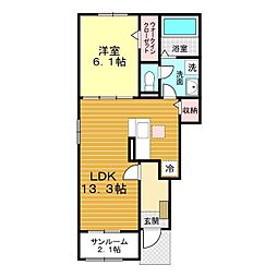 吉敷下東1丁目アパート 1階1LDKの間取り