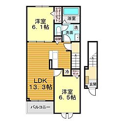 セレニティIII 2階2LDKの間取り