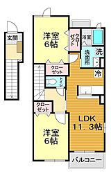 シュトラール　IV 2階2LDKの間取り