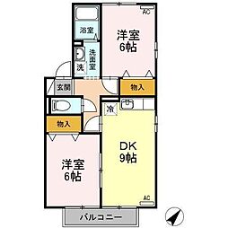 ジュネス翠 2DKの間取図画像