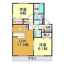 グランモアA 2LDKの間取図画像