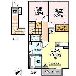 アイネヴェルト仁保津 2LDKの間取図画像