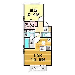 マリースプリングA 1LDKの間取図画像