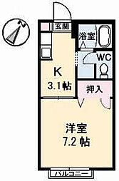 ハイツ樫の前B 1Kの間取図画像