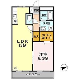 晃耀館 1LDKの間取図画像