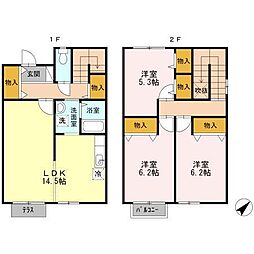 リースランド仁保津タウンE 3LDKの間取図画像