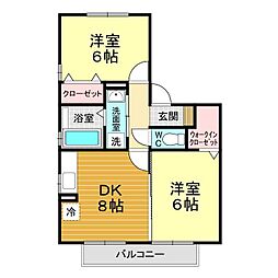アイングルック 2DKの間取図画像