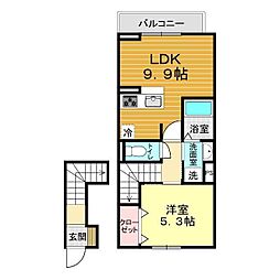 ディアライズ旭通りA棟 1LDKの間取図画像
