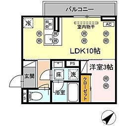 (仮称)ディアライズ旭通り B棟 1LDKの間取図画像