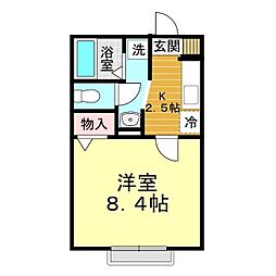 CenterRoadB 1Kの間取図画像