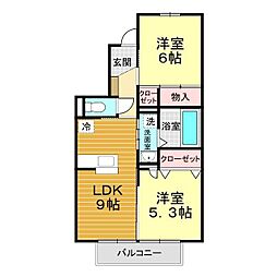 クレール泉 2DKの間取図画像