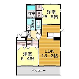 サンライズスクエアA棟 2LDKの間取図画像