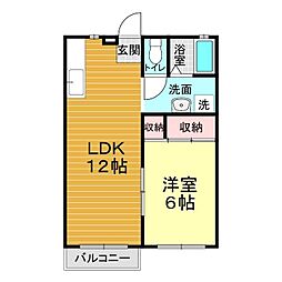 ゆぁパレスB 1LDKの間取図画像