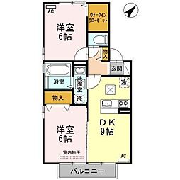 ツバイベーレンA 2DKの間取図画像