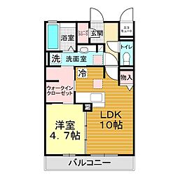 ジュネスハーベス 1LDKの間取図画像