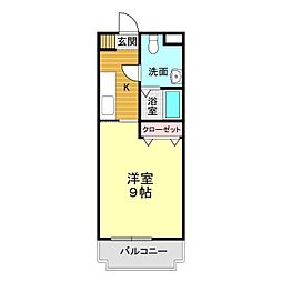 サンフォレスト 1Kの間取図画像