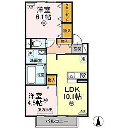 パレット 2LDKの間取図画像