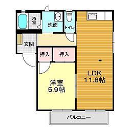 シャーメゾン幸A 1LDKの間取図画像