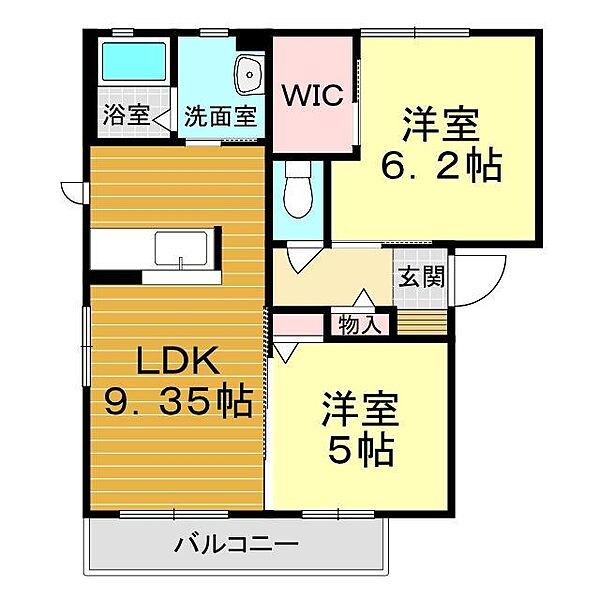 山口県山口市江良3丁目(賃貸アパート2LDK・2階・54.07㎡)の写真 その2