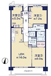 ファミール聖蹟桜ヶ丘グランデージ 3LDKの間取図画像