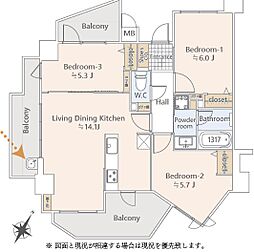 マイキャッスル立川エクセレントステージ 3LDKの間取図画像