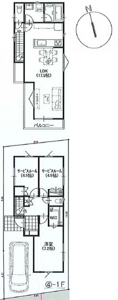建物価格1500万円の参考プラン。17.5帖の広々LDKで武蔵野台駅徒歩1分、駐車場付、陽当り良好な地。