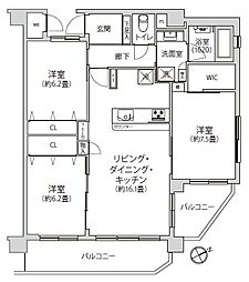 ミオカステーロ稲田堤 3LDKの間取図画像