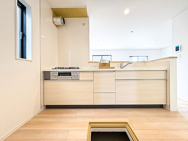 3口コンロでお料理のスピードもUP。効率よくお料理ができますね。