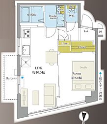 サンドエル松原 1LDKの間取図画像