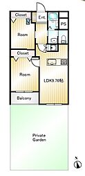 小金井第2コーポラス 2LDKの間取図画像