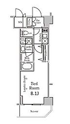 レジディア千駄木 2階1Kの間取り