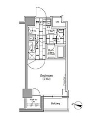 パークハビオ日本橋蛎殻町 5階1Kの間取り